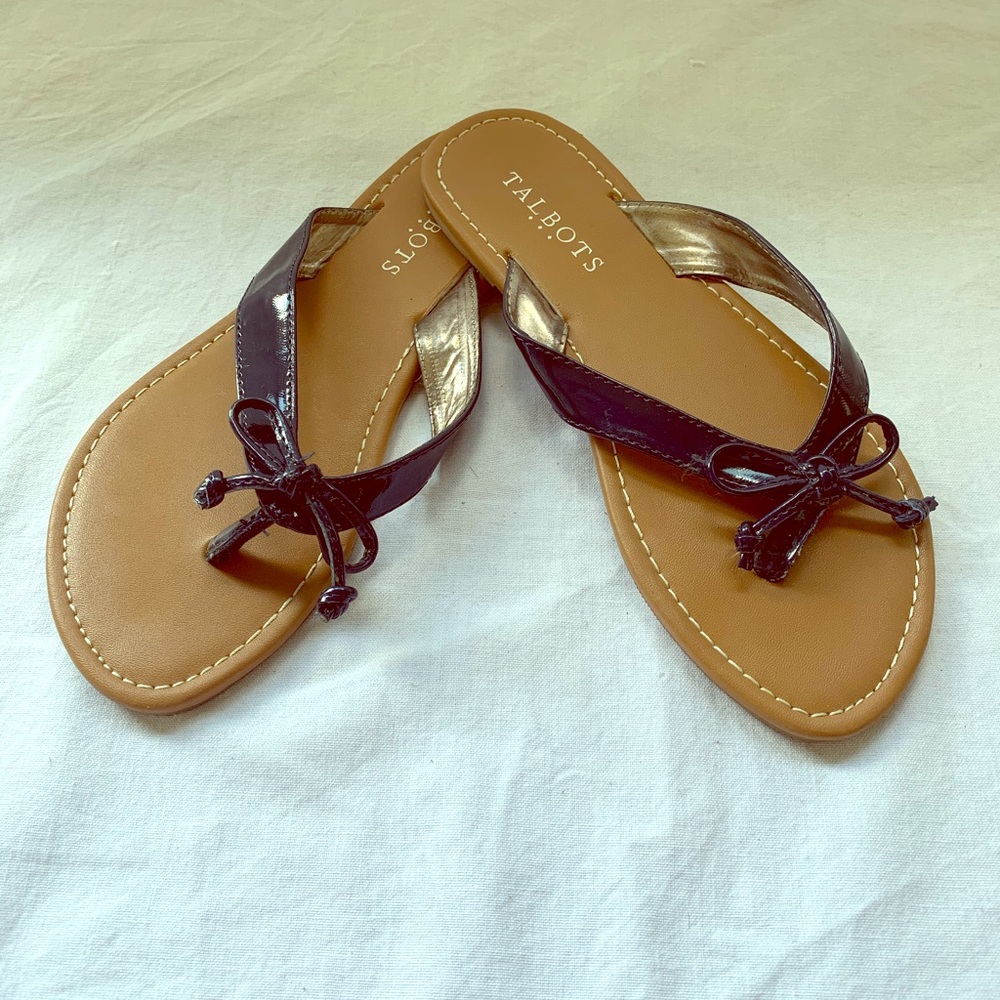 Talbots Navy Bow flip flop sandal